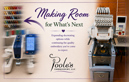 Exciting things are happening at Poole's Embroidery!