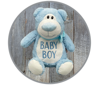 Embroidered Teddy Bear, Light Blue Baby Boy