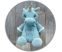 Embroidered Starflower Unicorn, Blue Baby Boy