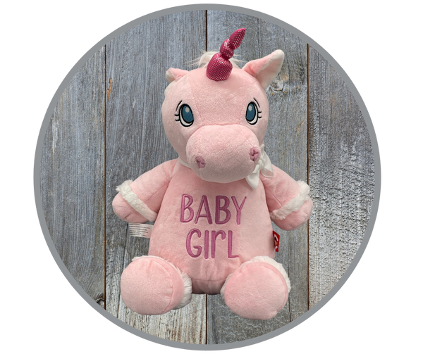Embroidered Starflower Unicorn, Pink Baby Girl