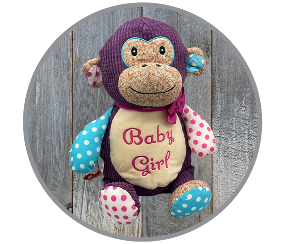 Embroidered Huggles Monkey, Baby Girl