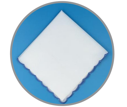 Scalloped Edge Handkerchief, Blue