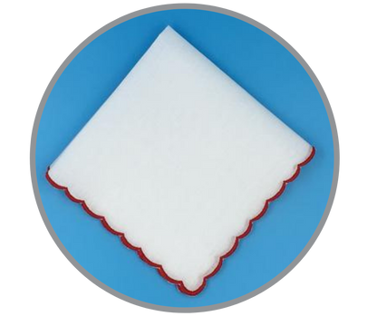 Scalloped Edge Handkerchief, Red