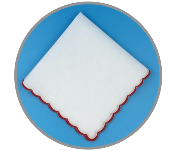 Scalloped Edge Handkerchief, Red