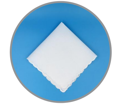 Scalloped Edge Handkerchief, White
