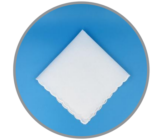 Scalloped Edge Handkerchief, White
