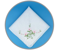 Floral Corner Handkerchief. Pink