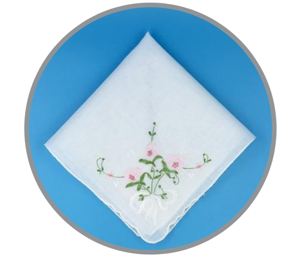 Floral Corner Handkerchief. Pink