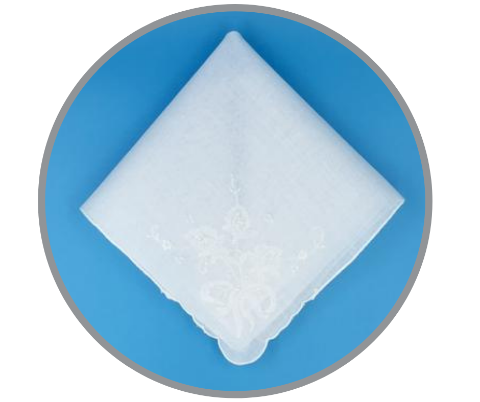 Floral Corner Handkerchief, White