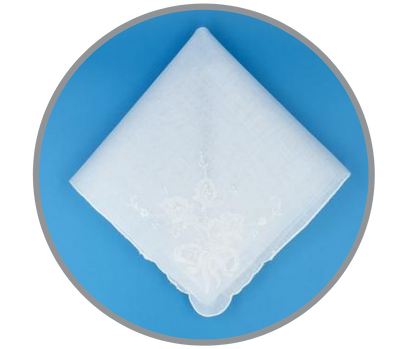 Floral Corner Handkerchief, White