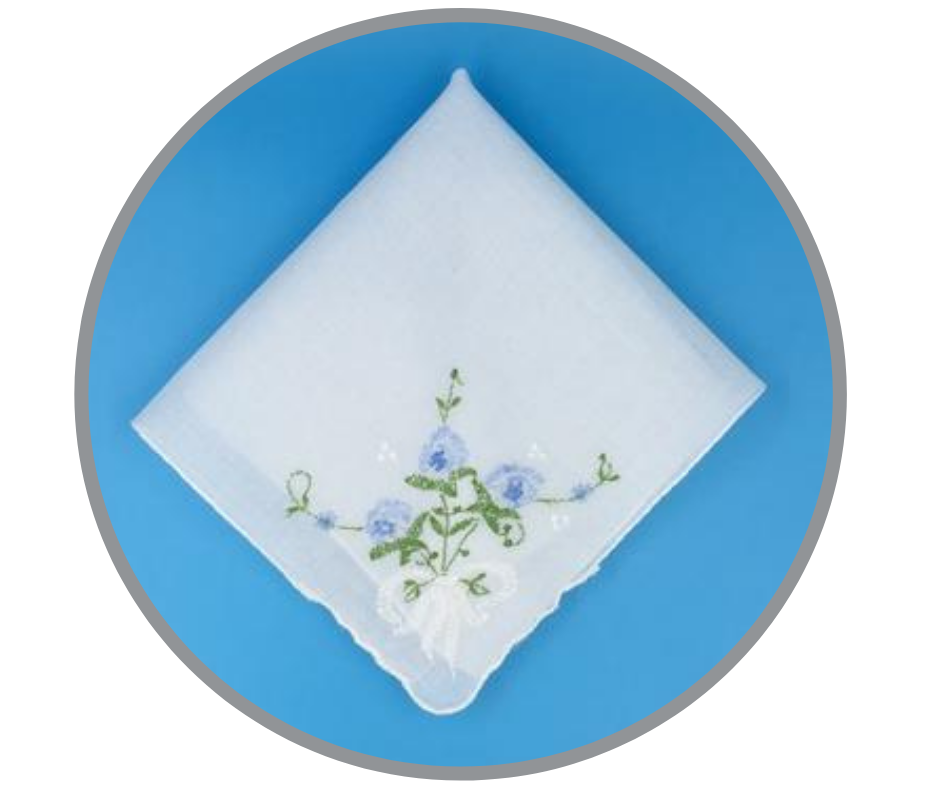 Floral Corner Handkerchief, Blue