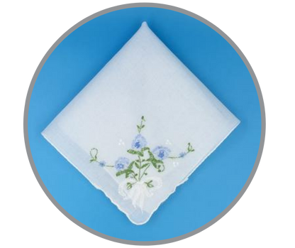 Floral Corner Handkerchief, Blue