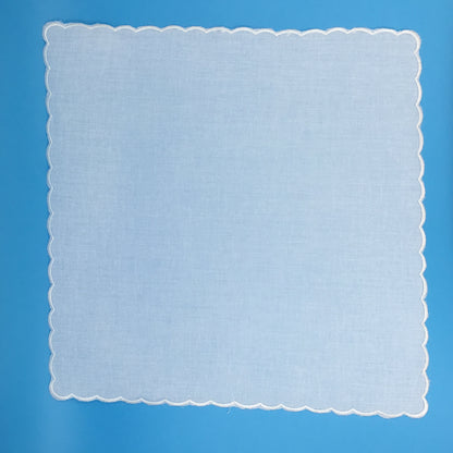 Scalloped Edge Handkerchief, White
