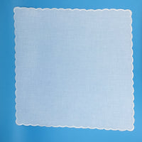 Scalloped Edge Handkerchief, White