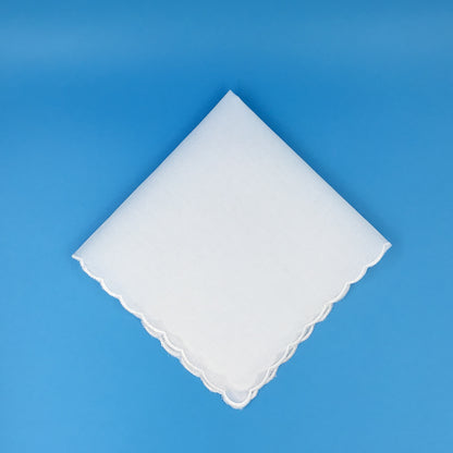 Scalloped Edge Handkerchief, White
