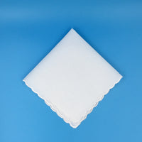 Scalloped Edge Handkerchief, White