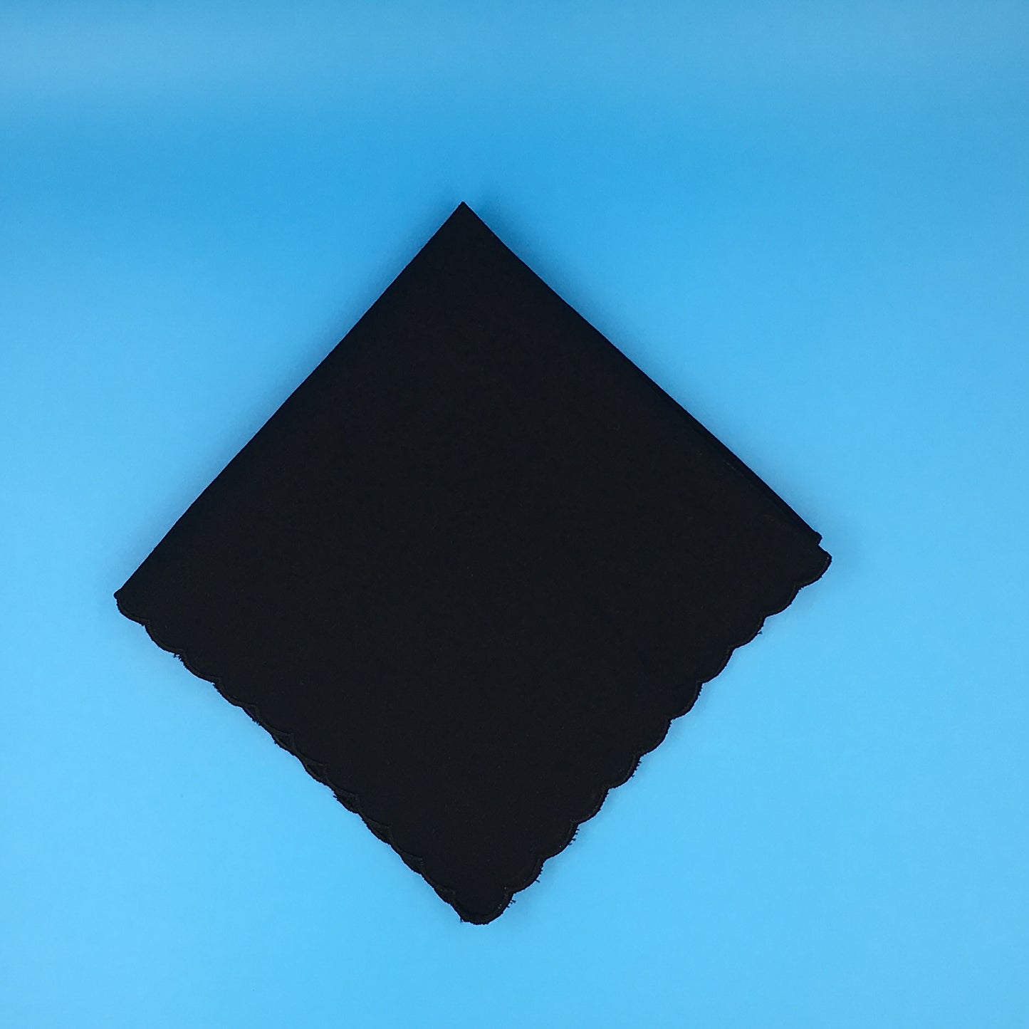 Scalloped Edge Handkerchief, Black