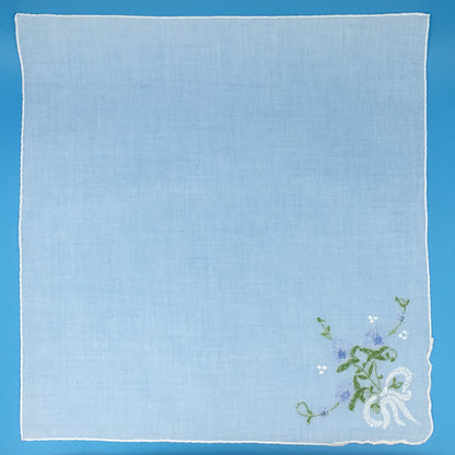 Floral Corner Handkerchief, Blue