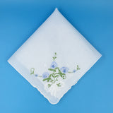 Floral Corner Handkerchief, Blue