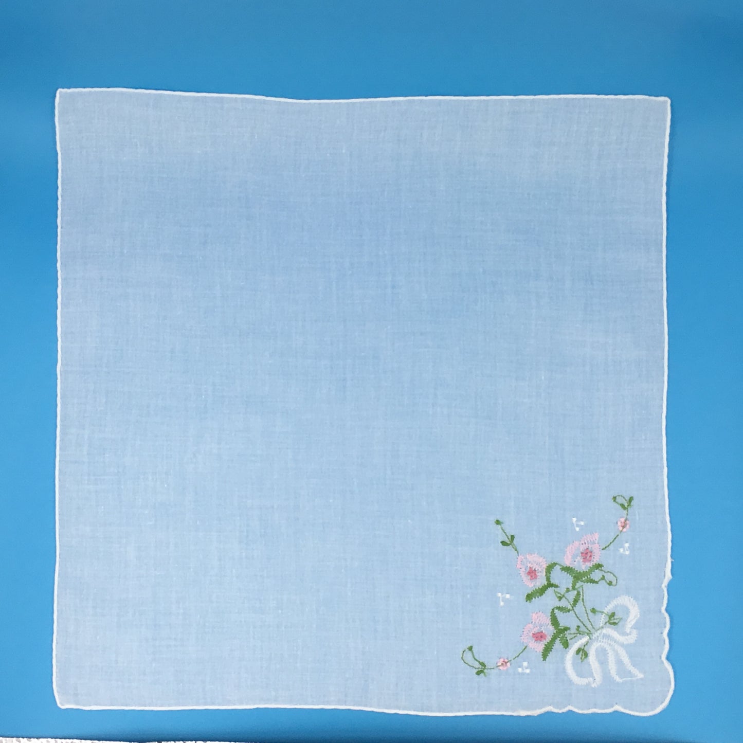Floral Corner Handkerchief. Pink