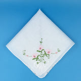 Floral Corner Handkerchief. Pink