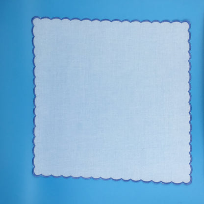 Scalloped Edge Handkerchief, Blue