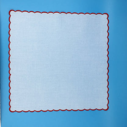 Scalloped Edge Handkerchief, Red