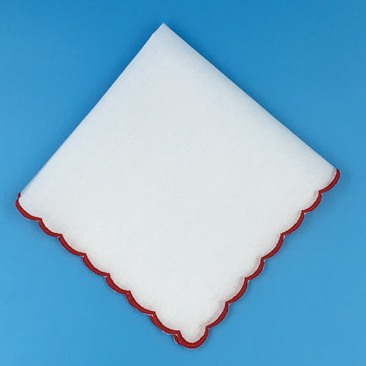 Scalloped Edge Handkerchief, Red
