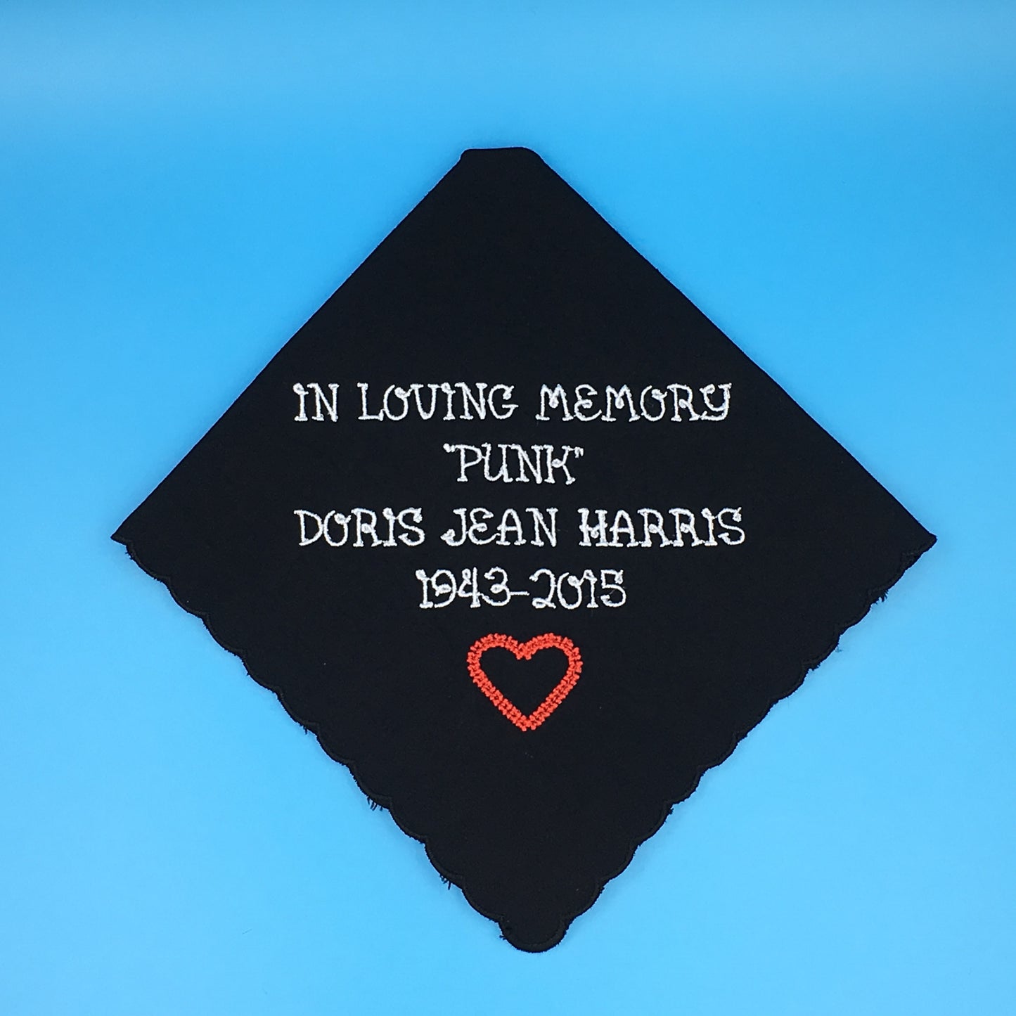 Scalloped Edge Handkerchief, Black