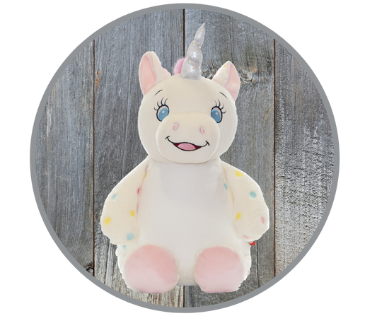 Aurora Unicorn, White with Poka Dots